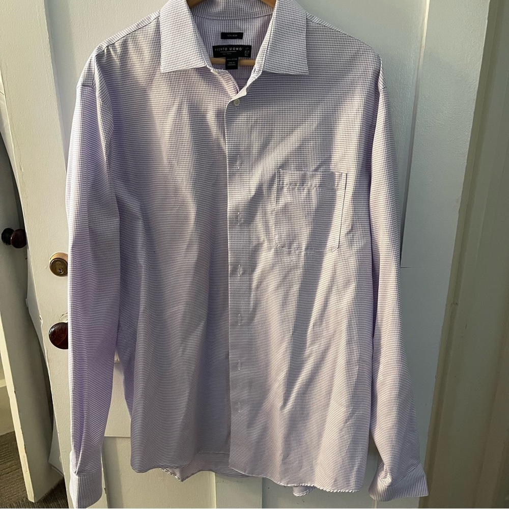 Purple knit Pronto Uomo button down 17” neck 38/39 sleeves tall